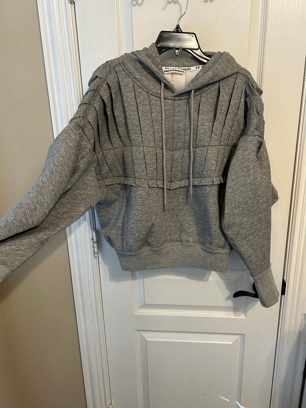 FP Movement "Pick it Up" Pleat Detail Hoodie in Grey XS